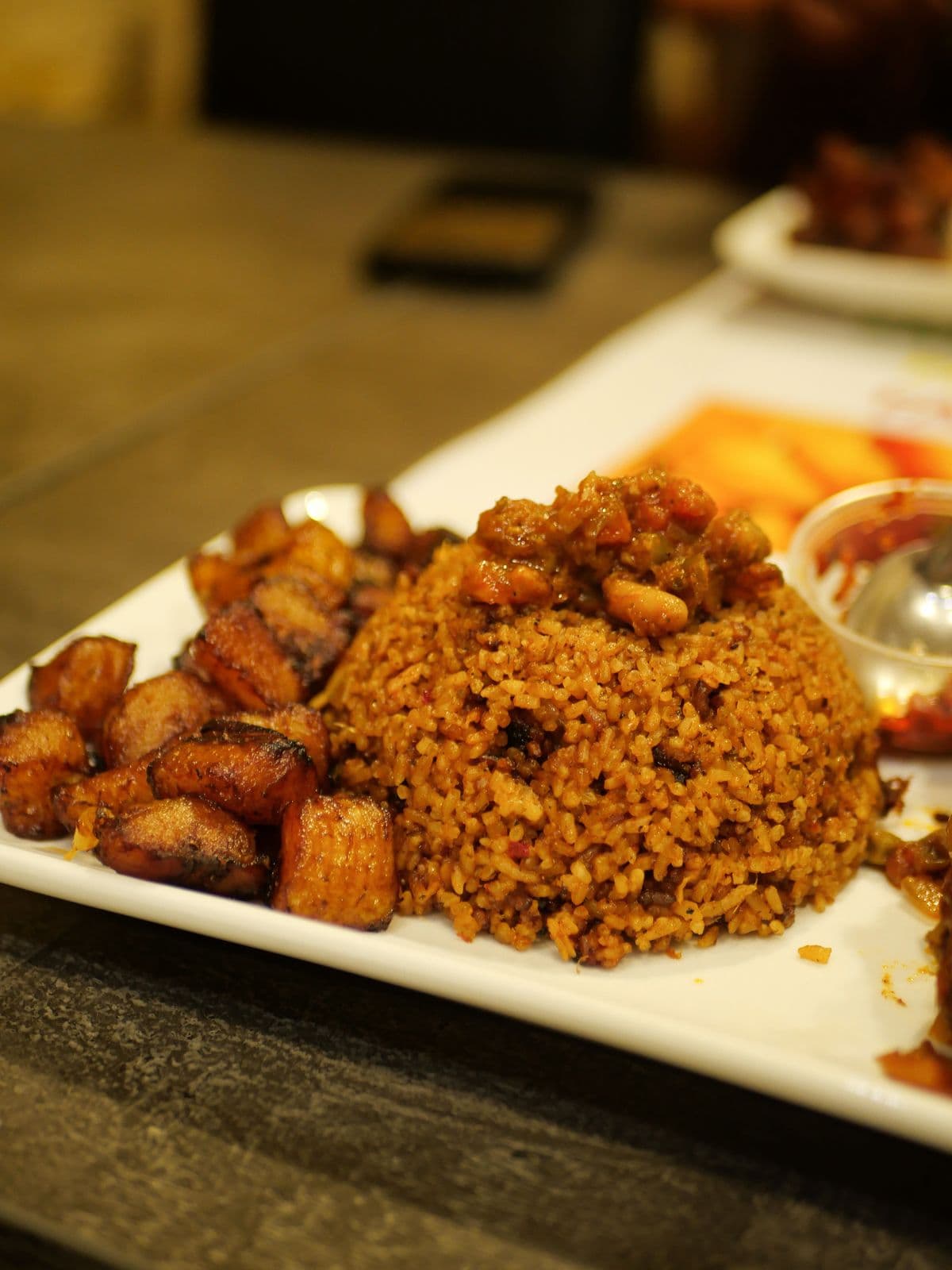 A freshly prepared Ghanaian lunch